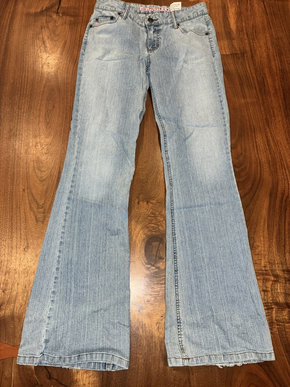Vintage 90s, Y2K Mudd jeans Jr 3 Blue Low/Mid Rise Denim Flared / Bell Leg